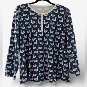 Roller Rabbit Pond Royals Swan Print Pajama Top